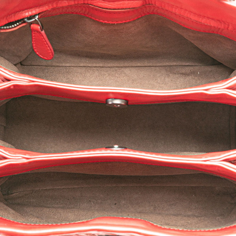 Bottega Veneta Intrecciato Handbag Shoulder Bag 2Way Red Leather Women's Bottega
