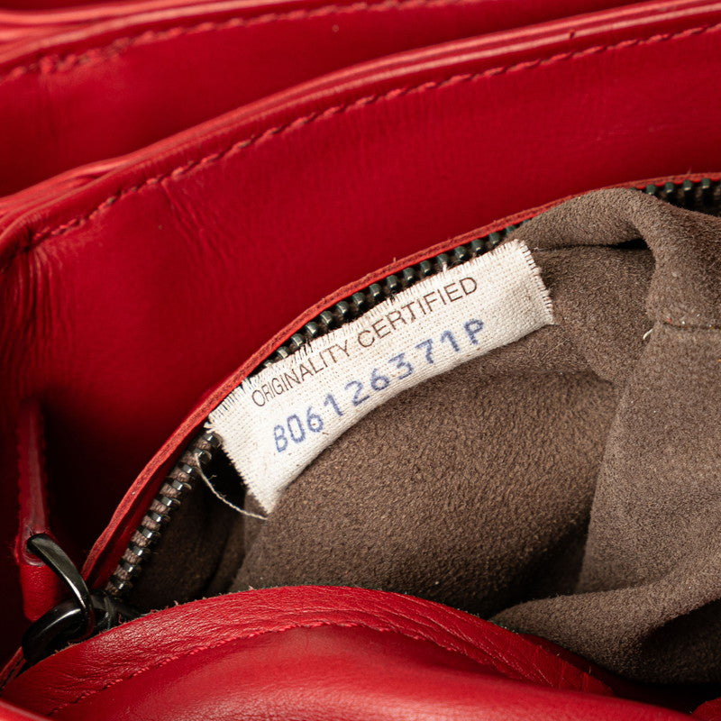 Bottega Veneta Intrecciato Handbag Shoulder Bag 2Way Red Leather Women's Bottega