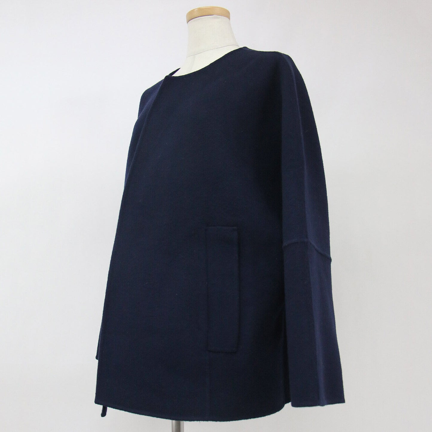 Iena Coat Wool Navy Blue 38 M No Collar Double Face Short Length Super160 Outer