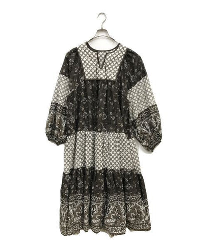 Indian Panel Print Docking Dress/24040912413020 dress Onepiece