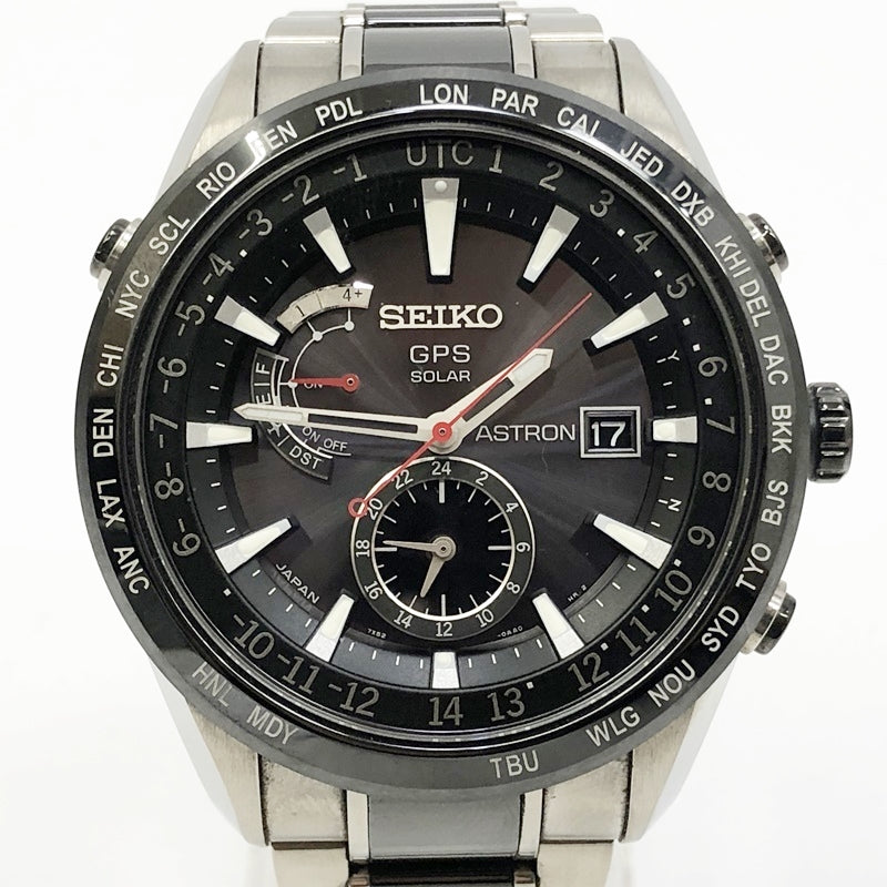 Seiko Astron Solar Gps Watch Bright Titanium Model Sbxa015 Black Kakogawa Store