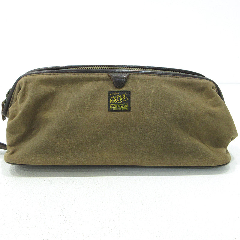 Ralph Lauren Clutch Bag Khaki Brown Zipper Closure