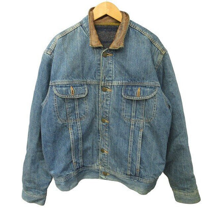 Lee Collar Leather Switching Vintage Denim Jacket Coverall G Jean Lining Blanke