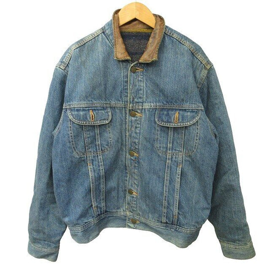 Lee Collar Leather Switching Vintage Denim Jacket Coverall G Jean Lining Blanke