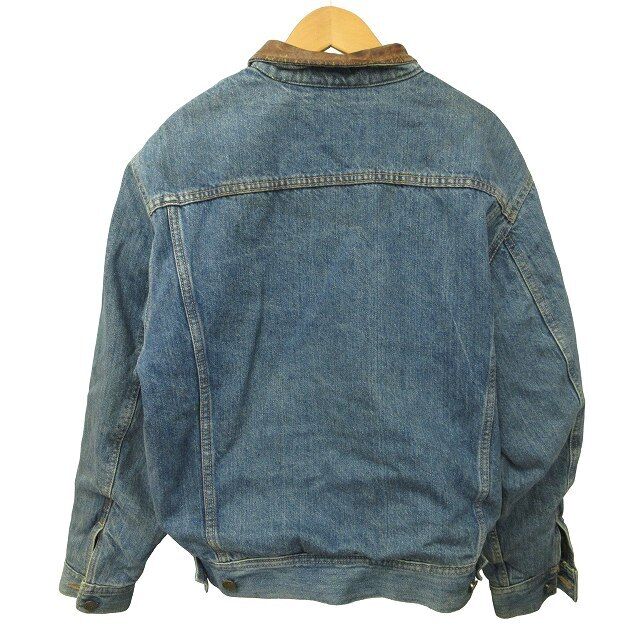 Lee Collar Leather Switching Vintage Denim Jacket Coverall G Jean Lining Blanke