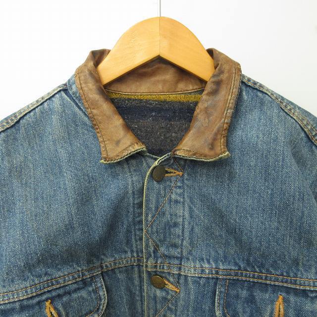 Lee Collar Leather Switching Vintage Denim Jacket Coverall G Jean Lining Blanke