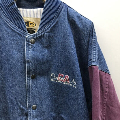 ID 80 90 Switchable Sleeves Denim Stadium Jacket And Wine Color Cotton Twill Com