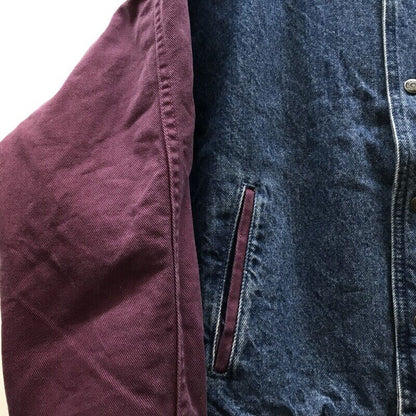 ID 80 90 Switchable Sleeves Denim Stadium Jacket And Wine Color Cotton Twill Com