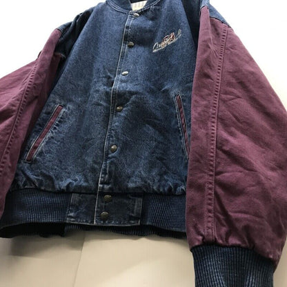 ID 80 90 Switchable Sleeves Denim Stadium Jacket And Wine Color Cotton Twill Com