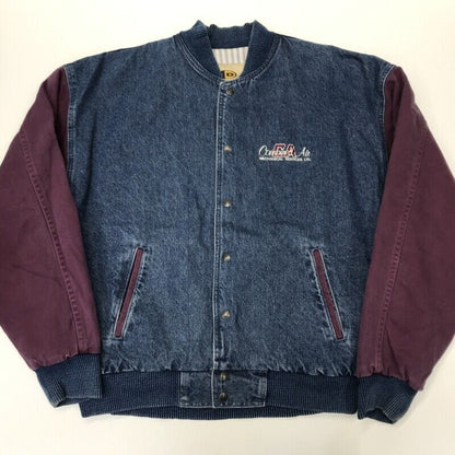 ID 80 90 Switchable Sleeves Denim Stadium Jacket And Wine Color Cotton Twill Com