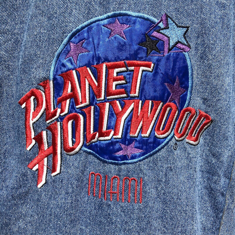 Planet Hollywood Denim Jacket Jean Long Sleeve Size Men's XL Big Indigo Blue