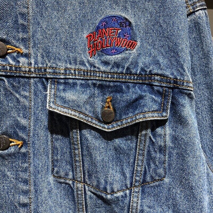 Planet Hollywood Denim Jacket Jean Long Sleeve Size Men's XL Big Indigo Blue