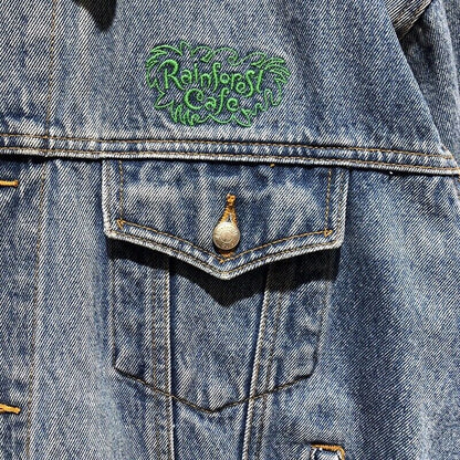 Rainforest Cafe Las Vegas Denim Jacket Jean Long Sleeve Size Men's L Indigo Blue