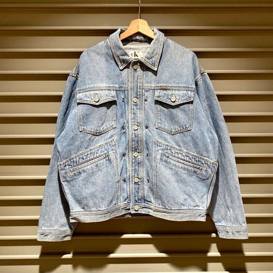 Calvin Klein Jeans Denim Jacket Size L Body 66 Shoulder 57 Dress 67 Sleeve 62(cm