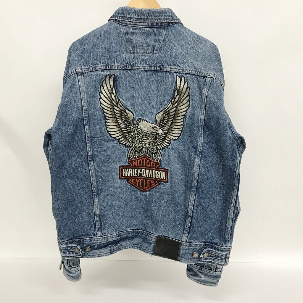 Harley-Davidson 90'S Embroidered Denim Jacket Size L Color 128 American Casual S