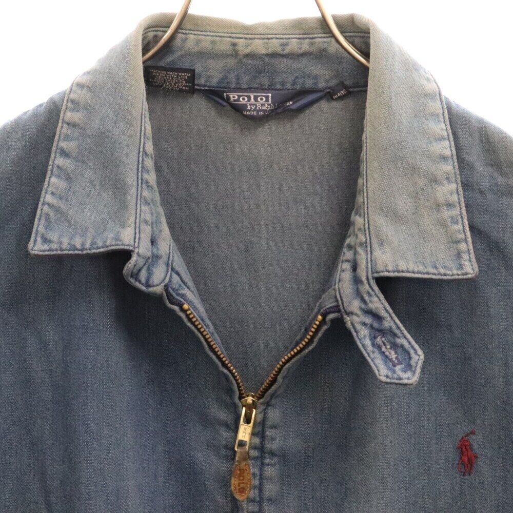 Polo Ralph Lauren Size L 80S Vintage Usa Zip Up Denim Jacket Indigo