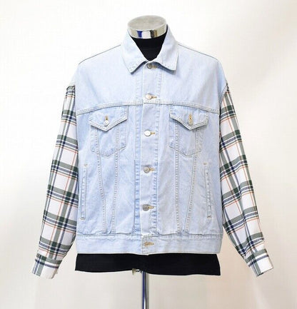 Mistergentleman Madras Check Slit Shoulder Denim Jacket