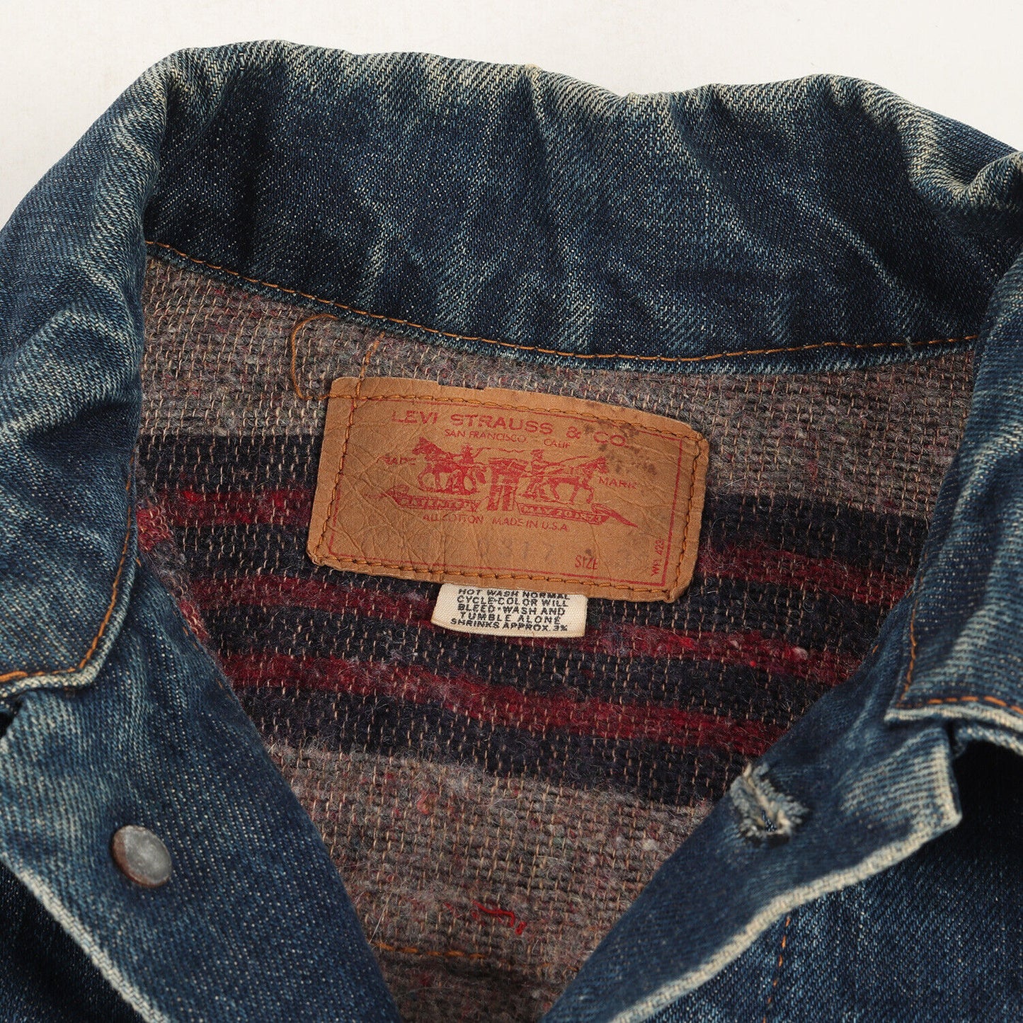 Levis Levi's Denim Jacket Size 36 70S 70505-0317 4Th With Blanket G Jean Indigo