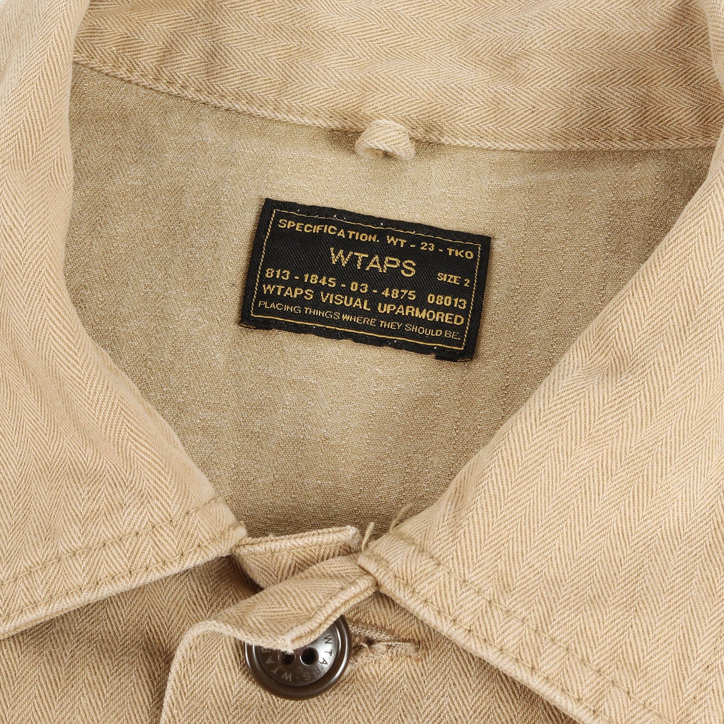 Wtaps Double Taps Shirt Herringbone Military Hbt Ls 01 16Aw Beige M Tops Casual