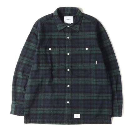 Wtaps Double Taps Shirt Size L 19Aw Heavy Check Flannel Union Ls Green Navy Tops