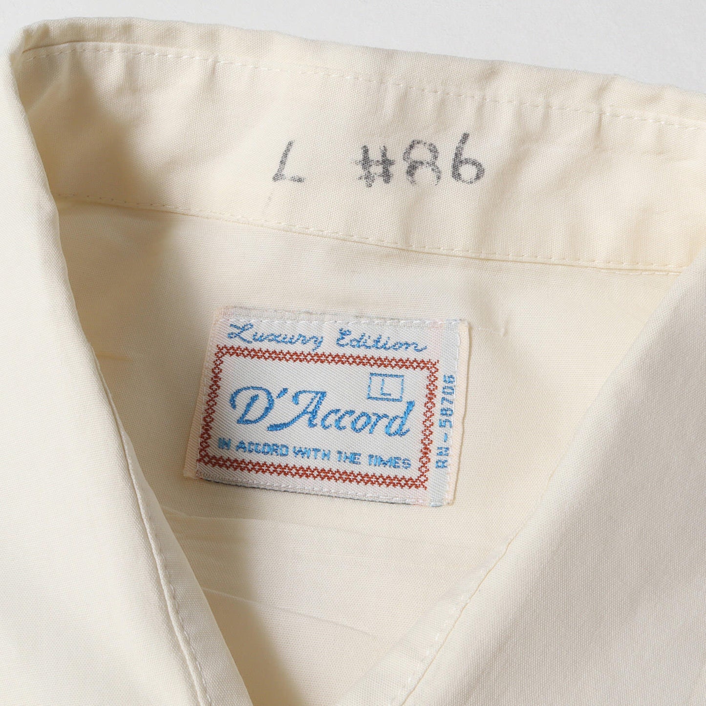 80S Open Collar Cotton Poly Short Sleeve Cuban Shirt 80 D Accord Ivory Size L U.