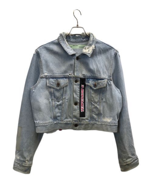 Off-white Bleached Cropped Denim Jacket Good Condition