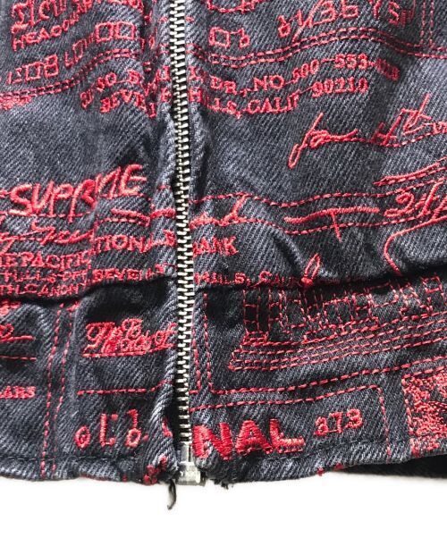 Supreme Checks Embroidered Denim Jacket Good Condition