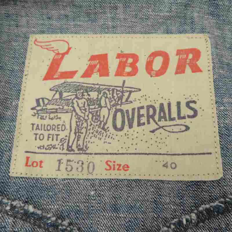 Labor Overalls Lot 1530 Blouson Denim Jacket Blue Size 40   American Casual F093