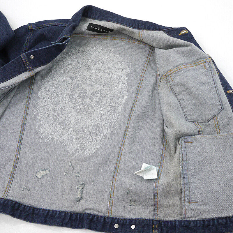 Roarguns Denim Jacket Embroidered Lion Gradation Color Special Processing Satosh