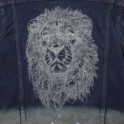 Roarguns Denim Jacket Embroidered Lion Gradation Color Special Processing Satosh