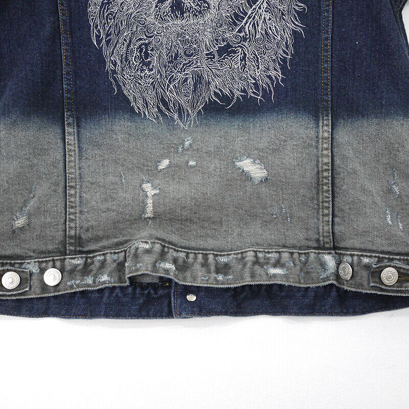 Roarguns Denim Jacket Embroidered Lion Gradation Color Special Processing Satosh