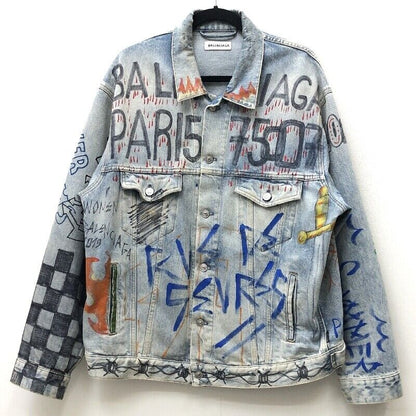 Balenciaga Denim Jacket Size 36 Color Indigo 558824Txe08 Graphic Design