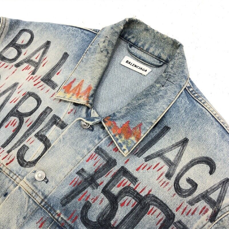 Balenciaga Denim Jacket Size 36 Color Indigo 558824Txe08 Graphic Design