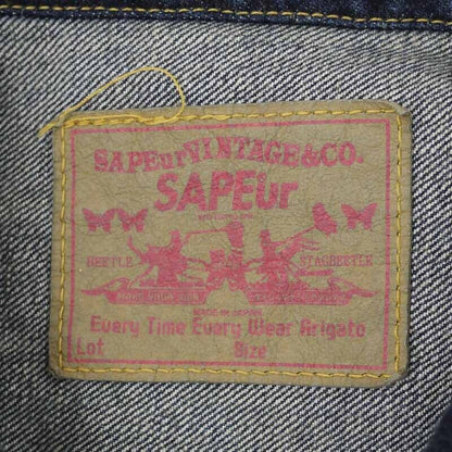 Sapeur Paint Processing Vintage Denim Jacket Indigo Size XL F095