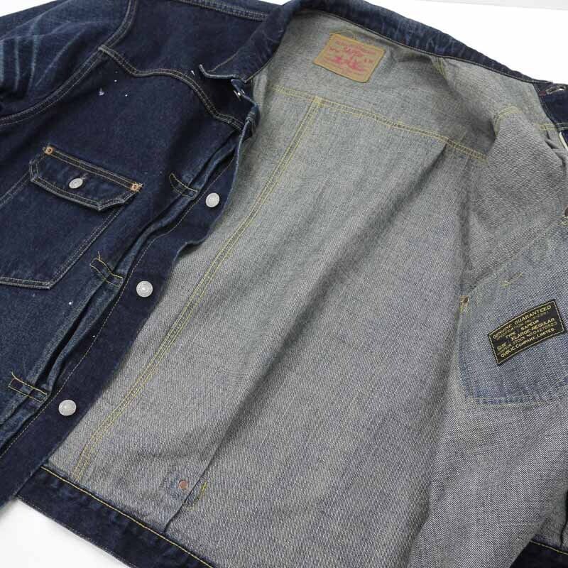 Sapeur Paint Processing Vintage Denim Jacket Indigo Size XL F095