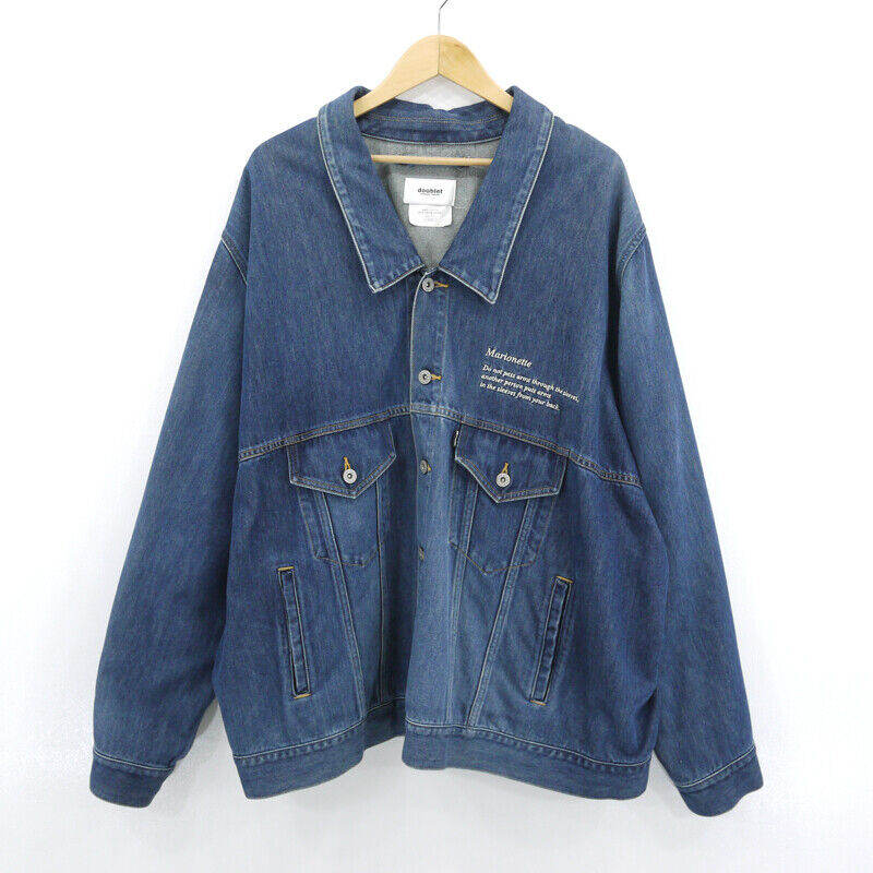 Doublet Marionette Silk Denim Jacket 20SS12Bl103 Blue Size M