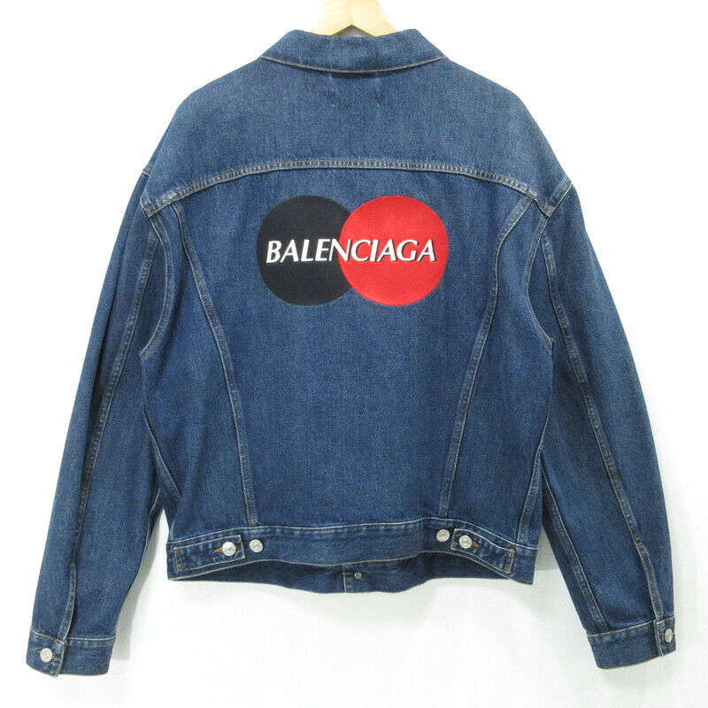 Balenciaga Uniform Logo Denim Jacket Blue Size 44 F108