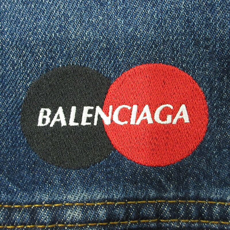 Balenciaga Uniform Logo Denim Jacket Blue Size 44 F108