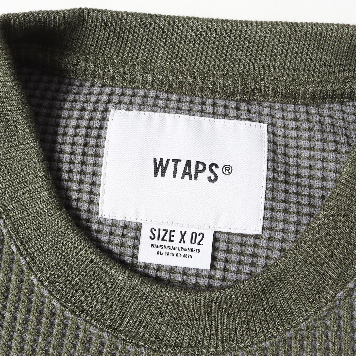 Wtaps Double Taps T-Shirt Size M 21AW Thermal Long Sleeve Waffle / Ls Peac Olive