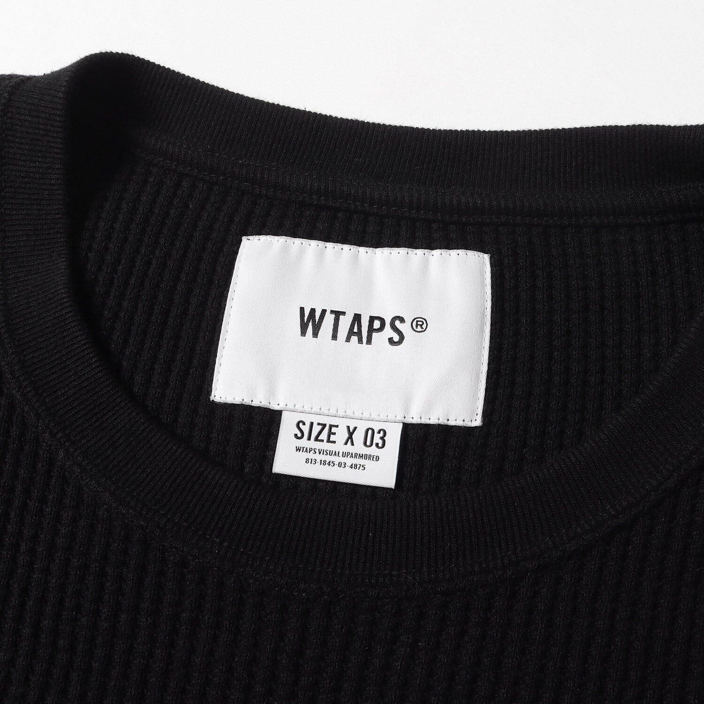 Wtaps Double Taps T-Shirt Size L 22SS Thermal Long Sleeve Waffle Ls Cotton Black