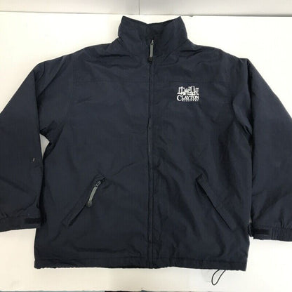 80 90 Corporate Embroidery Fleece Lining Nylon Jacket Dark Navy XXL Or Above Lon