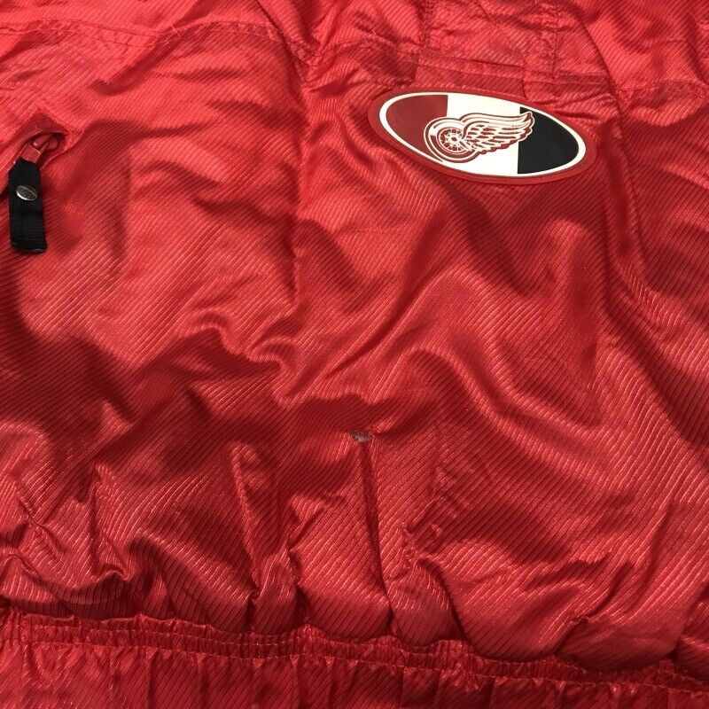 90 Glossy Red Detroit Wings Half Zip Heavy Nylon Jacket Filling Long Sleeve 2XL