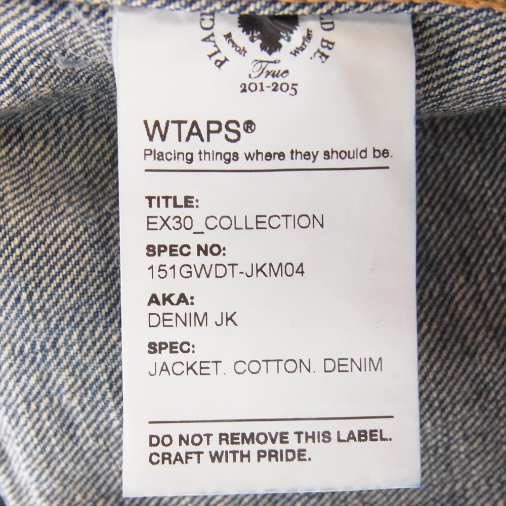 Wtaps Double Taps Denim Jacket 15Ss 151Gwdt-Jkm04 Jk Back Logo Print Indigo Blue