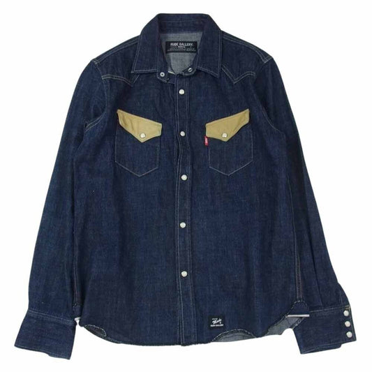 Rude Gallery Denim Jacket Leather Switching Western Indigo Blue Series 3 Men's