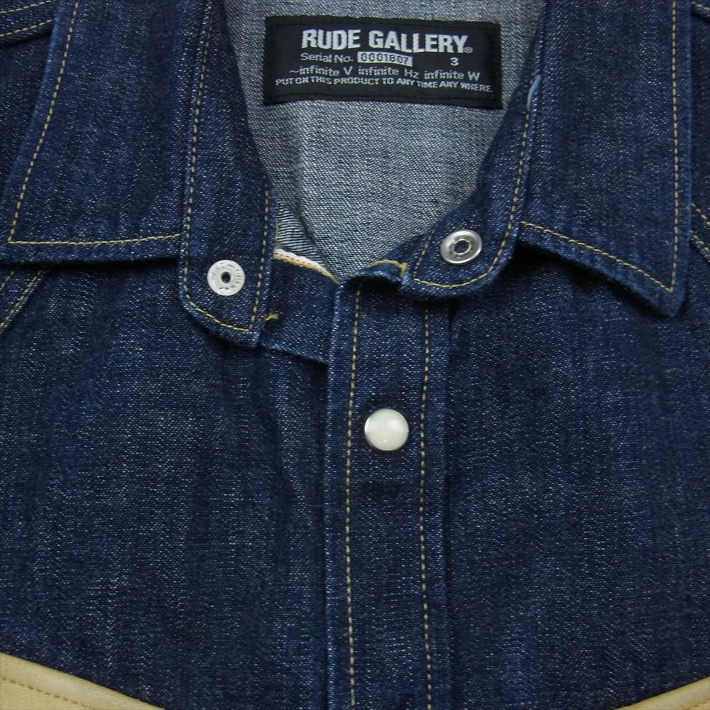 Rude Gallery Denim Jacket Leather Switching Western Indigo Blue Series 3 Men's