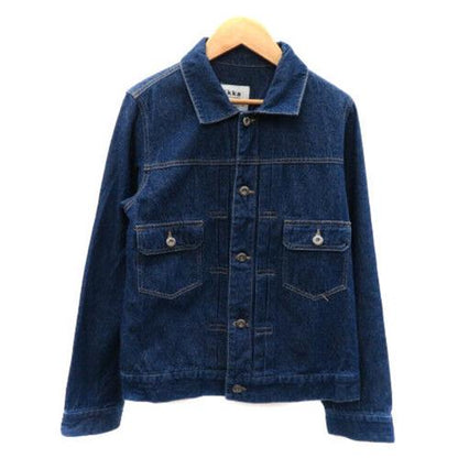 Ikka Denim Jacket G Jean Mid Length Plain L Indigo /Yk31 Men's Vector 240228