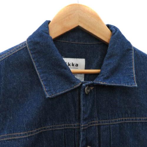 Ikka Denim Jacket G Jean Mid Length Plain L Indigo /Yk31 Men's Vector 240228