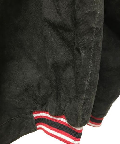 Youthful Red & Black Suede Raglan Stadium Jacket - Japan Sports Style