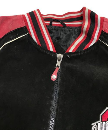 Youthful Red & Black Suede Raglan Stadium Jacket - Japan Sports Style