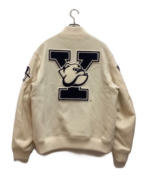 Yale Bulldog Varsity Jacket Cream Navy Cotton Blend - Japan Edition